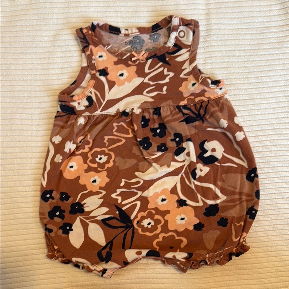 Carter's Floral Baby Bodysuit in Brown and Peach